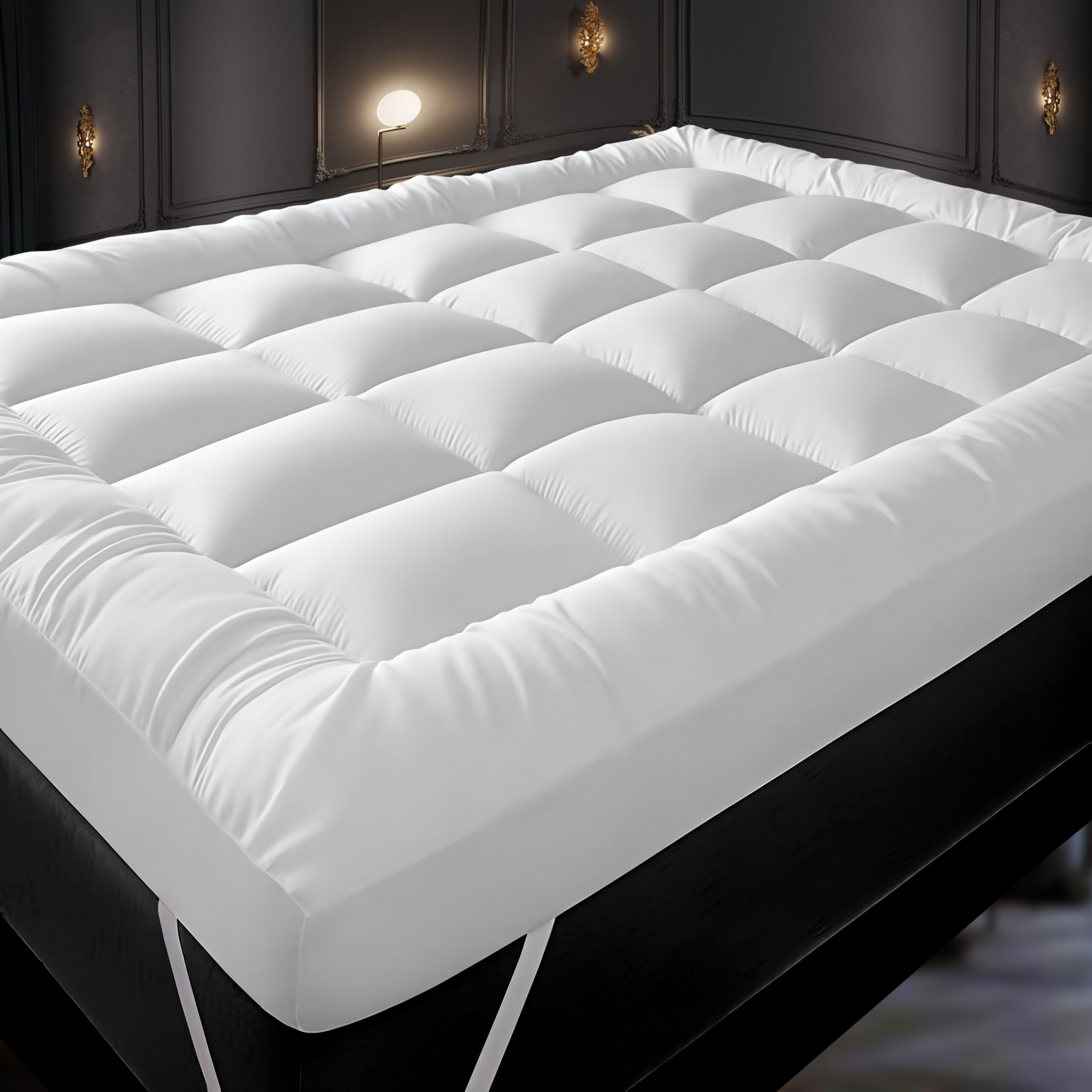 Extra Thick Mattress Topper 10cm/4 Inch Bounce Back Protectors 1500GSM Soft & Fluffy Pad Cover – Hotel Quality Strong Elasticated Straps All UK Sizes Single Double King Super King